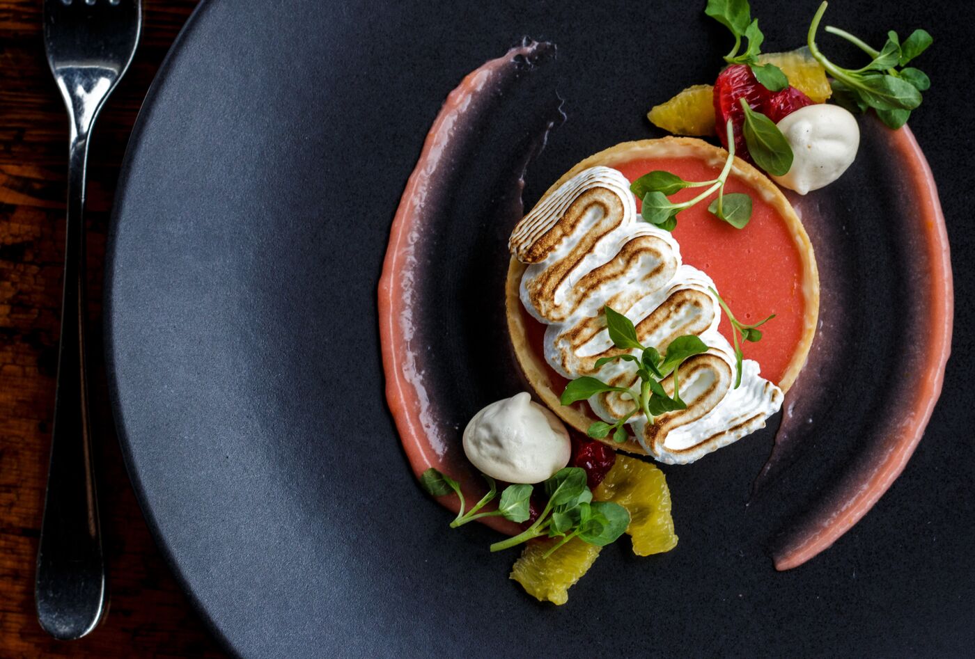 Dessert course, restaurant food photography